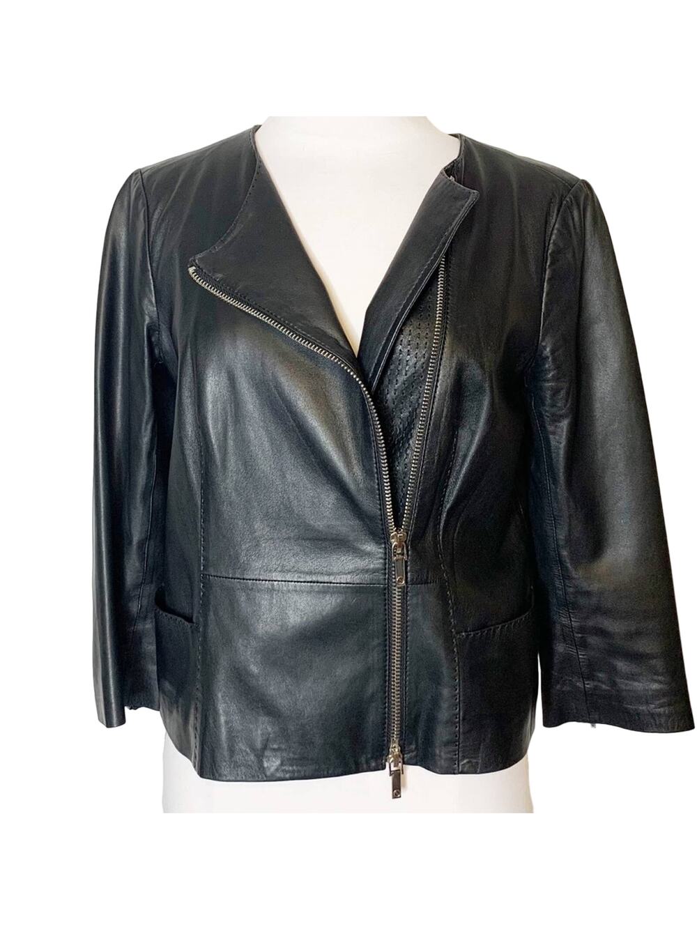 Tory‎ Burch leather moto style jacket black sz 4